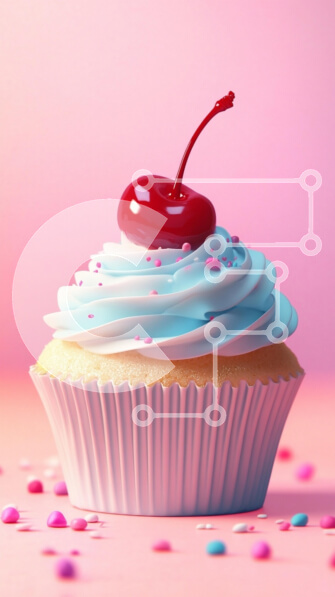 Intra Συλλεκτικό Ξύλινο Παζλ Plywood  4mm - Νόστιμο Cupcake με Blue Frosting και Cherry Σε Ξύλινο Κουτί - Διαστάσεις: 10x10 cm – 25 κομμάτια