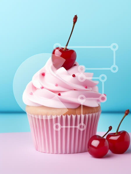 Σετ των 2 Intra Συλλεκτικό Ξύλινο Παζλ Plywood  4mm - Λαχταριστό cupcake με ροζ παγετό και κεράσια Σε Ξύλινο Κουτί - Διαστάσεις: 10x10 cm – 25 κομμάτια