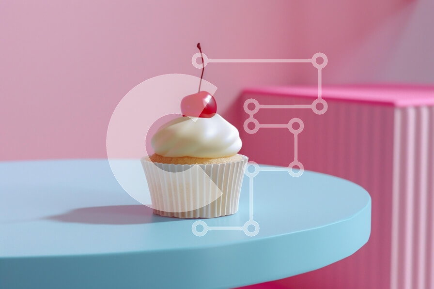 Σετ των 2 Intra Συλλεκτικό Ξύλινο Παζλ Plywood  4mm - Νόστιμο cupcake σε μπλε τραπέζι Σε Ξύλινο Κουτί - Διαστάσεις: 10x10 cm – 25 κομμάτια