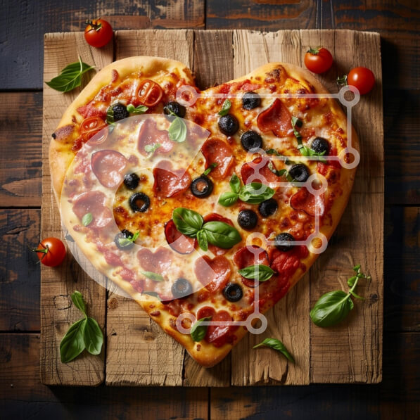 Σετ των 2 Intra Συλλεκτικό Ξύλινο Παζλ Plywood  4mm - Πίτσα σε σχήμα καρδιάς με πεπερόνι και ελιές Σε Ξύλινο Κουτί - Διαστάσεις: 10x10 cm – 25 κομμάτια