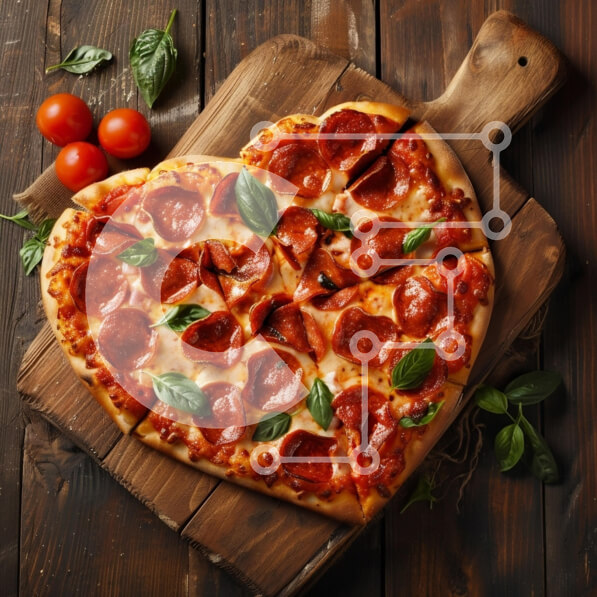 Σετ των 2 Intra Συλλεκτικό Ξύλινο Παζλ Plywood  4mm - Πίτσα Pepperoni σε σχήμα καρδιάς Σε Ξύλινο Κουτί - Διαστάσεις: 10x10 cm – 25 κομμάτια