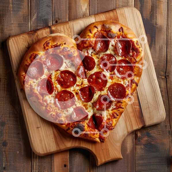 Σετ των 2 Intra Συλλεκτικό Ξύλινο Παζλ Plywood  4mm - Πίτσα Pepperoni σε σχήμα καρδιάς σε ξύλινη σανίδα Σε Ξύλινο Κουτί - Διαστάσεις: 10x10 cm – 25 κομμάτια