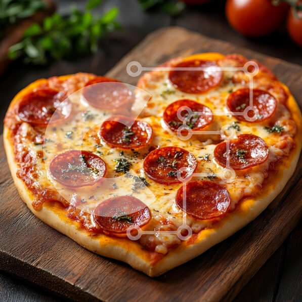 Σετ των 2 Intra Συλλεκτικό Ξύλινο Παζλ Plywood  4mm - Πίτσα Pepperoni σε σχήμα καρδιάς Σε Ξύλινο Κουτί - Διαστάσεις: 10x10 cm – 25 κομμάτια