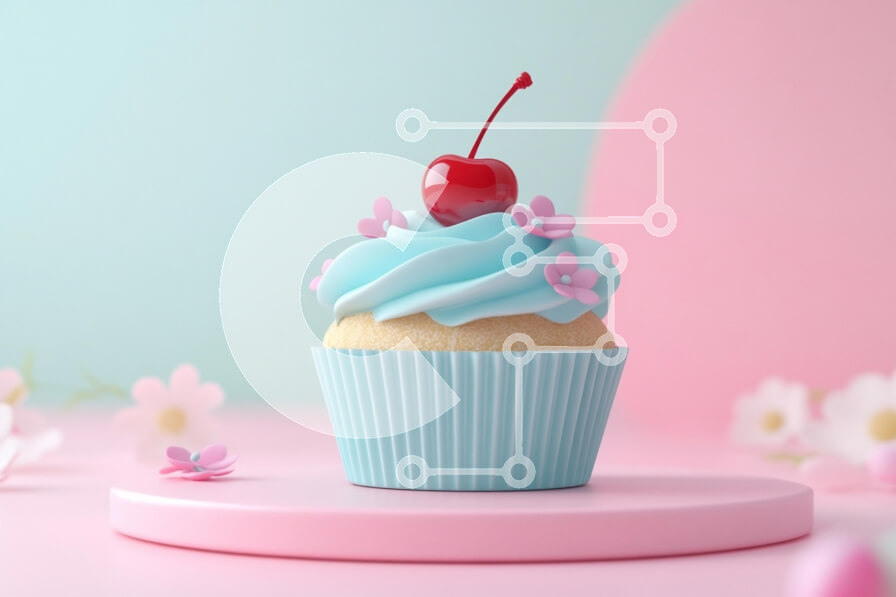 Σετ των 2 Intra Συλλεκτικό Ξύλινο Παζλ Plywood  4mm - Διακοσμητικό Cupcake με κεράσι και λουλούδια Σε Ξύλινο Κουτί - Διαστάσεις: 10x10 cm – 25 κομμάτια