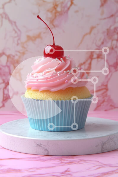 Σετ των 2 Intra Συλλεκτικό Ξύλινο Παζλ Plywood  4mm - Νόστιμο Cupcake Pink Frosted με Κεράσι Σε Ξύλινο Κουτί - Διαστάσεις: 10x10 cm – 25 κομμάτια