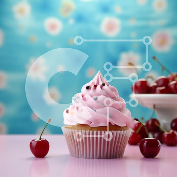 Σετ των 2 Intra Συλλεκτικό Ξύλινο Παζλ Plywood  4mm - Cupcake με κεράσι σε ροζ φόντο Σε Ξύλινο Κουτί - Διαστάσεις: 10x10 cm – 25 κομμάτια