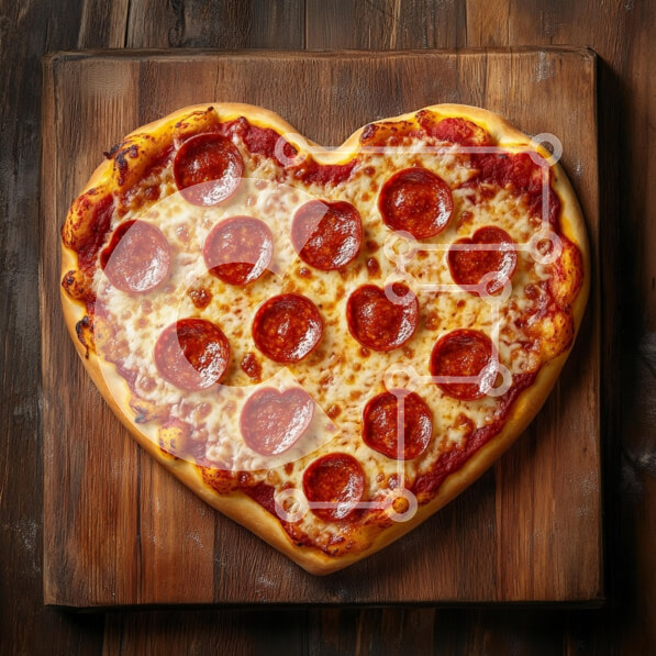 Σετ των 2 Intra Συλλεκτικό Ξύλινο Παζλ Plywood  4mm - Πίτσα σε σχήμα καρδιάς με πεπερόνι Σε Ξύλινο Κουτί - Διαστάσεις: 10x10 cm – 25 κομμάτια