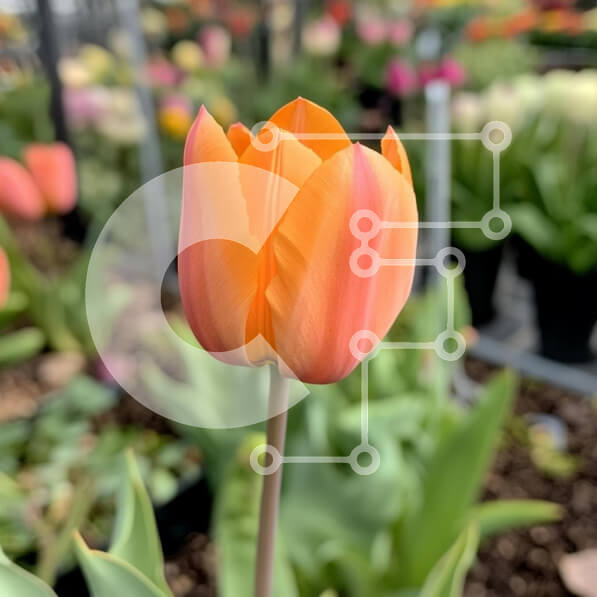 Intra Συλλεκτικό Ξύλινο Παζλ Plywood  4mm - Πορτοκαλί τουλίπα στην άνθιση Σε Ξύλινο Κουτί - Διαστάσεις: 10x10 cm – 25 κομμάτια