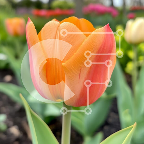 Intra Συλλεκτικό Ξύλινο Παζλ Plywood  4mm - Ανθισμένη τουλίπα την άνοιξη Σε Ξύλινο Κουτί - Διαστάσεις: 10x10 cm – 25 κομμάτια