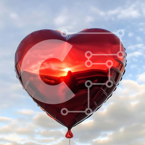 Intra Συλλεκτικό Ξύλινο Παζλ Plywood  4mm - Μπαλόνι σε σχήμα καρδιάς που αντανακλά το ηλιοβασίλεμα Σε Ξύλινο Κουτί - Διαστάσεις Puzzle: 10x10 cm – 25 κομμάτια