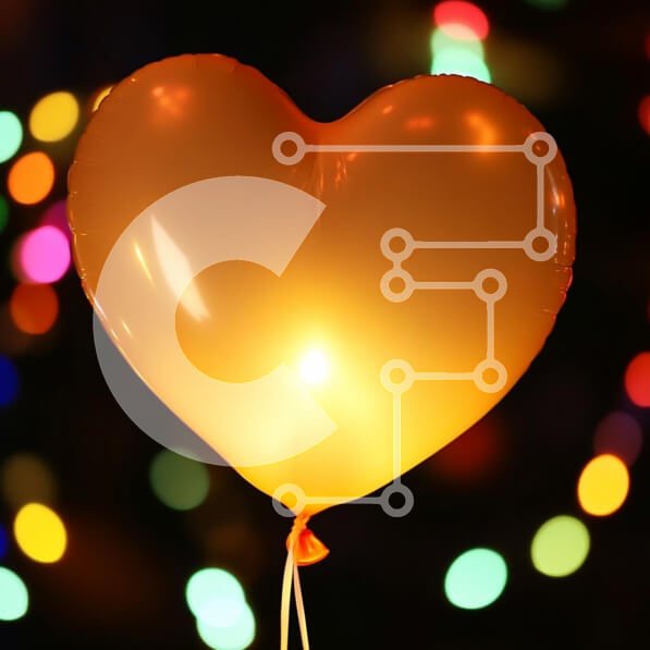 Intra Συλλεκτικό Ξύλινο Παζλ Plywood  4mm - Μπαλόνι σε σχήμα καρδιάς με πολύχρωμο φόντο Bokeh Σε Ξύλινο Κουτί - Διαστάσεις: 10x10 cm – 25 κομμάτια