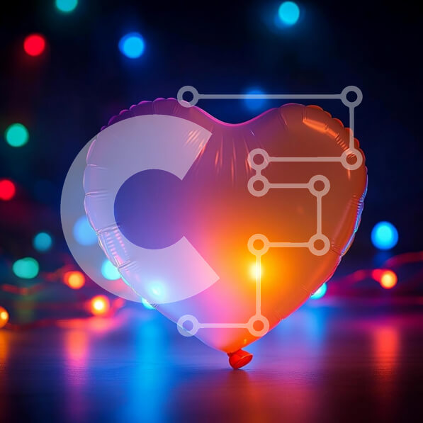 Intra Συλλεκτικό Ξύλινο Παζλ Plywood  4mm - Μπαλόνι σε σχήμα καρδιάς με πολύχρωμα φώτα Σε Ξύλινο Κουτί - Διαστάσεις Puzzle: 10x10 cm – 25 κομμάτια