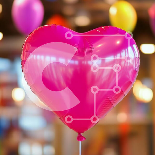 Intra Συλλεκτικό Ξύλινο Παζλ Plywood  4mm - Ροζ μπαλόνι σε σχήμα καρδιάς Σε Ξύλινο Κουτί - Διαστάσεις Puzzle: 10x10 cm – 25 κομμάτια