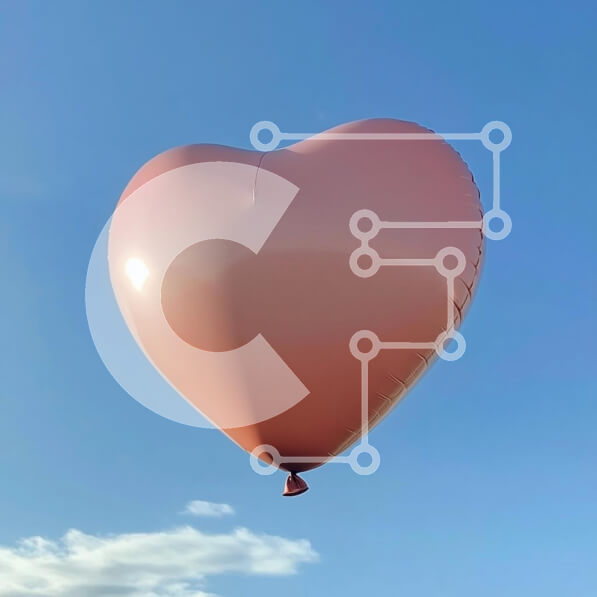 Intra Συλλεκτικό Ξύλινο Παζλ Plywood  4mm - Μπαλόνι σε σχήμα καρδιάς στον καταγάλανο ουρανό Σε Ξύλινο Κουτί - Διαστάσεις: 10x10 cm – 25 κομμάτια