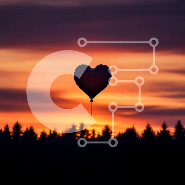 Intra Συλλεκτικό Ξύλινο Παζλ Plywood  4mm - Μπαλόνι σε σχήμα καρδιάς ενάντια σε ένα ηλιοβασίλεμα Σε Ξύλινο Κουτί - Διαστάσεις: 10x10 cm – 25 κομμάτια