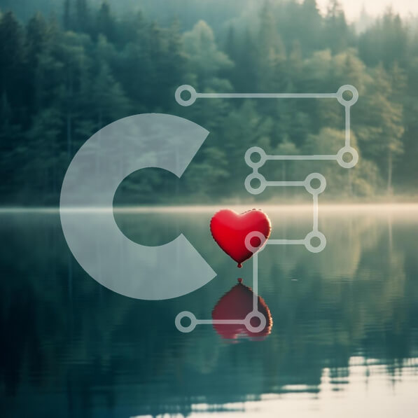 Intra Συλλεκτικό Ξύλινο Παζλ Plywood  4mm - Μπαλόνι σε σχήμα καρδιάς που επιπλέει στην ήρεμη λίμνη Σε Ξύλινο Κουτί - Διαστάσεις: 10x10 cm – 25 κομμάτια