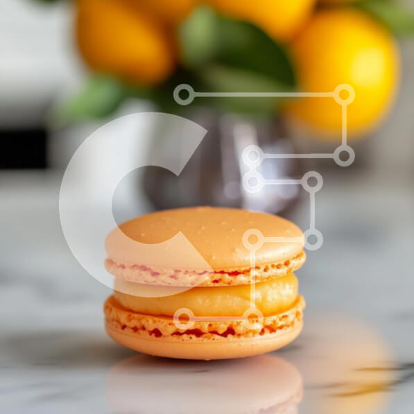 Σετ των 2 Intra Συλλεκτικό Ξύλινο Παζλ Plywood  4mm - Πορτοκαλί μακαρόν σε μαρμάρινη επιφάνεια με λεμόνια στο φόντο Σε Ξύλινο Κουτί - Διαστάσεις: 10x10 cm – 25 κομμάτια