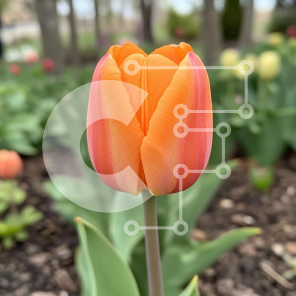 Intra Συλλεκτικό Ξύλινο Παζλ Plywood  4mm - Ζωντανή τουλίπα στην άνθιση Σε Ξύλινο Κουτί - Διαστάσεις: 10x10 cm – 25 κομμάτια