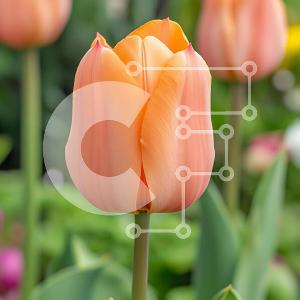 Intra Συλλεκτικό Ξύλινο Παζλ Plywood  4mm - Τουλίπα σε χρώμα ροδακινί σε άνθιση Σε Ξύλινο Κουτί - Διαστάσεις: 10x10 cm – 25 κομμάτια