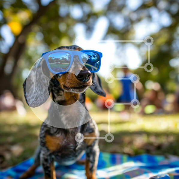 Intra Συλλεκτικό Ξύλινο Παζλ Plywood  4mm - Dachshund με γυαλιά ηλίου στο πάρκο Σε Ξύλινο Κουτί - Διαστάσεις: 10x10 cm – 25 κομμάτια