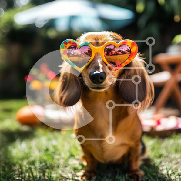 Intra Συλλεκτικό Ξύλινο Παζλ Plywood  4mm - Dachshund με γυαλιά ηλίου σε σχήμα καρδιάς Σε Ξύλινο Κουτί - Διαστάσεις: 10x10 cm – 25 κομμάτια