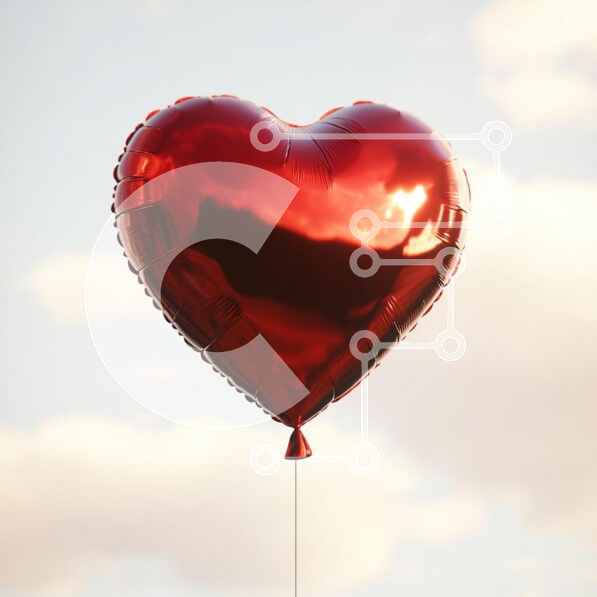 Intra Συλλεκτικό Ξύλινο Παζλ Plywood  4mm - Κόκκινο μπαλόνι σε σχήμα καρδιάς ενάντια σε έναν συννεφιασμένο ουρανό Σε Ξύλινο Κουτί - Διαστάσεις Puzzle: 10x10 cm – 25 κομμάτια