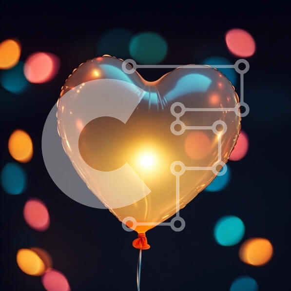 Intra Συλλεκτικό Ξύλινο Παζλ Plywood  4mm - Λαμπερό μπαλόνι σε σχήμα καρδιάς με πολύχρωμο φόντο Bokeh Σε Ξύλινο Κουτί - Διαστάσεις Puzzle: 10x10 cm – 25 κομμάτια