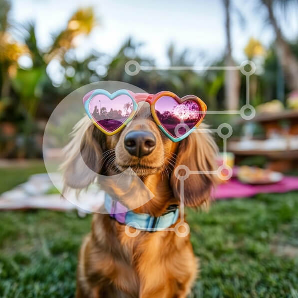 Intra Συλλεκτικό Ξύλινο Παζλ Plywood  4mm - Σκύλος Dachshund με γυαλιά ηλίου σε σχήμα καρδιάς Σε Ξύλινο Κουτί - Διαστάσεις: 10x10 cm – 25 κομμάτια