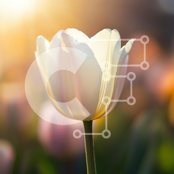 Intra Συλλεκτικό Ξύλινο Παζλ Plywood  4mm - Λευκή τουλίπα στην άνθιση Σε Ξύλινο Κουτί - Διαστάσεις: 10x10 cm – 25 κομμάτια