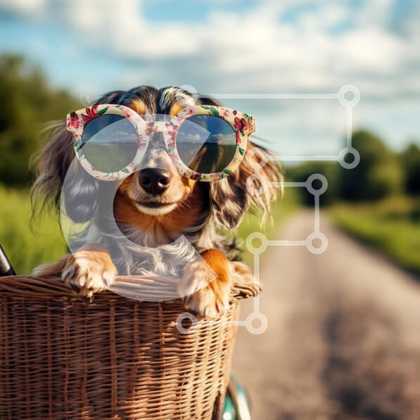 Intra Συλλεκτικό Ξύλινο Παζλ Plywood  4mm - Σκύλος με γυαλιά ηλίου που απολαμβάνει μια γραφική βόλτα Σε Ξύλινο Κουτί - Διαστάσεις: 10x10 cm – 25 κομμάτια