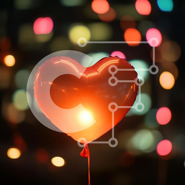 Intra Συλλεκτικό Ξύλινο Παζλ Plywood  4mm - Μπαλόνι σε σχήμα καρδιάς με πολύχρωμα φώτα φόντου Σε Ξύλινο Κουτί - Διαστάσεις: 10x10 cm – 25 κομμάτια