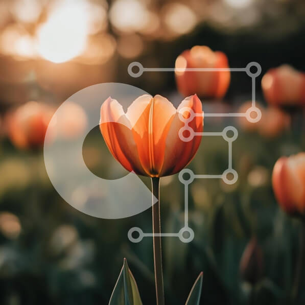 Intra Συλλεκτικό Ξύλινο Παζλ Plywood  4mm - Μονή τουλίπα στο φως της ανατολής Σε Ξύλινο Κουτί - Διαστάσεις: 10x10 cm – 25 κομμάτια