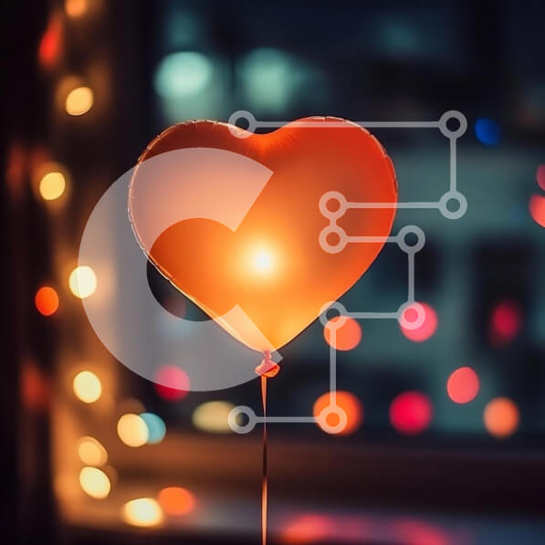 Intra Συλλεκτικό Ξύλινο Παζλ Plywood  4mm - Φωτιζόμενο μπαλόνι σε σχήμα καρδιάς με πολύχρωμα φώτα Σε Ξύλινο Κουτί - Διαστάσεις: 10x10 cm – 25 κομμάτια