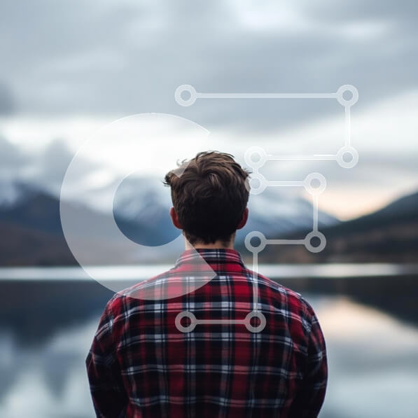 Intra Συλλεκτικό Ξύλινο Παζλ Plywood  4mm - Νεαρός άνδρας δίπλα στη λίμνη στη φύση Σε Ξύλινο Κουτί - Διαστάσεις: 10x10 cm – 25 κομμάτια