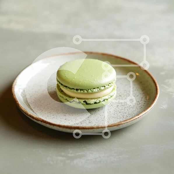 Σετ των 2 Intra Συλλεκτικό Ξύλινο Παζλ Plywood  4mm - Νόστιμο πράσινο μακαρόν σε ένα πιάτο Σε Ξύλινο Κουτί - Διαστάσεις: 10x10 cm – 25 κομμάτια