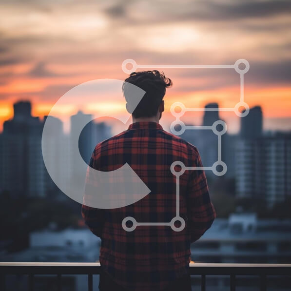 Intra Συλλεκτικό Ξύλινο Παζλ Plywood  4mm - Συλλογισμός του ηλιοβασιλέματος πάνω από την πόλη Σε Ξύλινο Κουτί - Διαστάσεις Puzzle: 10x10 cm – 25 κομμάτια