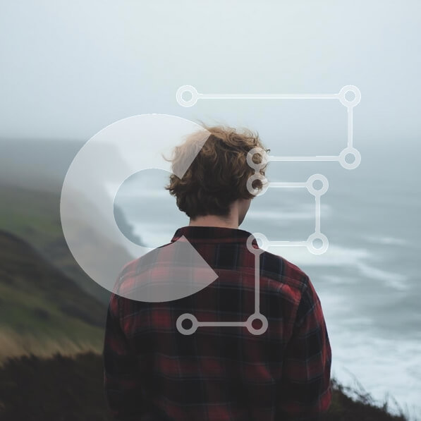 Intra Συλλεκτικό Ξύλινο Παζλ Plywood  4mm - Στοχαστικό άτομο σε ένα ομιχλώδες γκρεμό Σε Ξύλινο Κουτί - Διαστάσεις: 10x10 cm – 25 κομμάτια