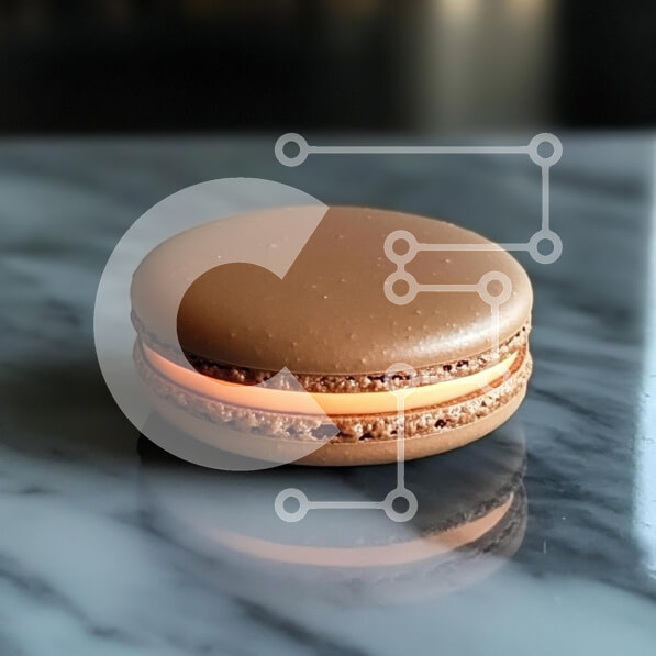 Σετ των 2 Intra Συλλεκτικό Ξύλινο Παζλ Plywood  4mm - Μακαρόν σοκολάτας με γέμιση πορτοκαλιού σε μαρμάρινη επιφάνεια Σε Ξύλινο Κουτί - Διαστάσεις: 10x10 cm – 25 κομμάτια