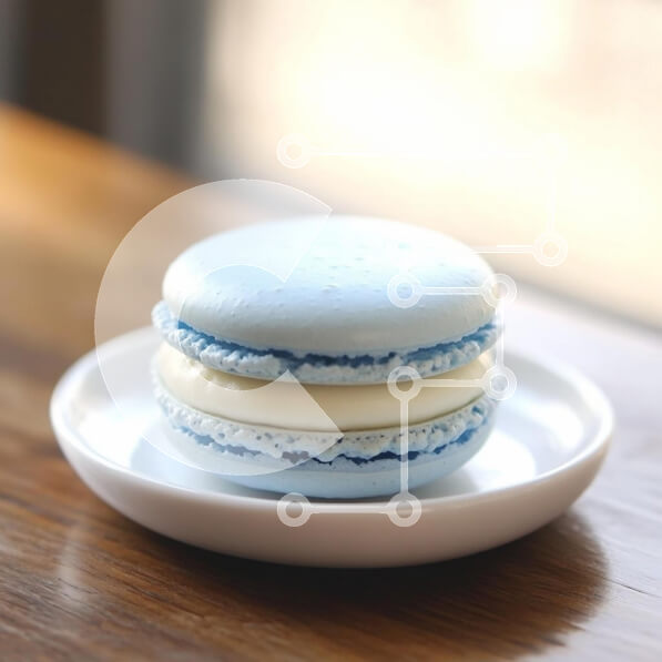 Σετ των 2 Intra Συλλεκτικό Ξύλινο Παζλ Plywood  4mm - Μπλε μακαρόν σε λευκό πιάτο Σε Ξύλινο Κουτί - Διαστάσεις: 10x10 cm – 25 κομμάτια