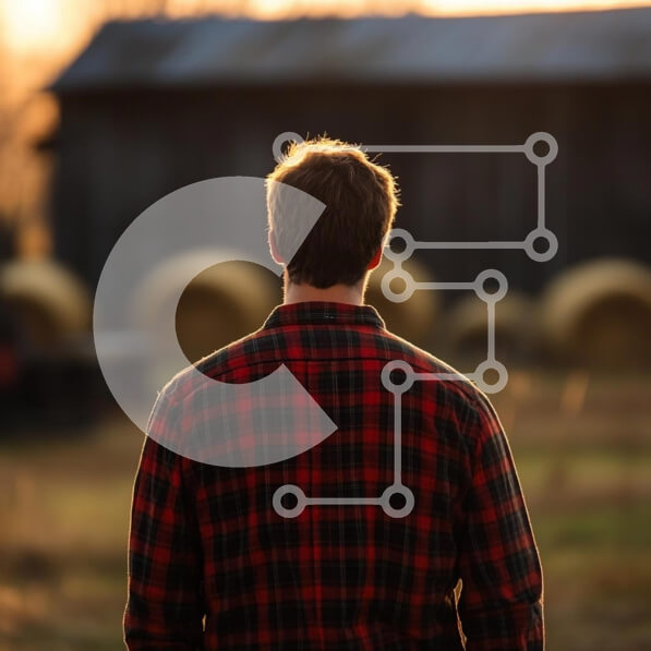 Intra Συλλεκτικό Ξύλινο Παζλ Plywood  4mm - Στοχαστικός νεαρός άνδρας στο ηλιοβασίλεμα σε ένα αγρόκτημα Σε Ξύλινο Κουτί - Διαστάσεις: 10x10 cm – 25 κομμάτια