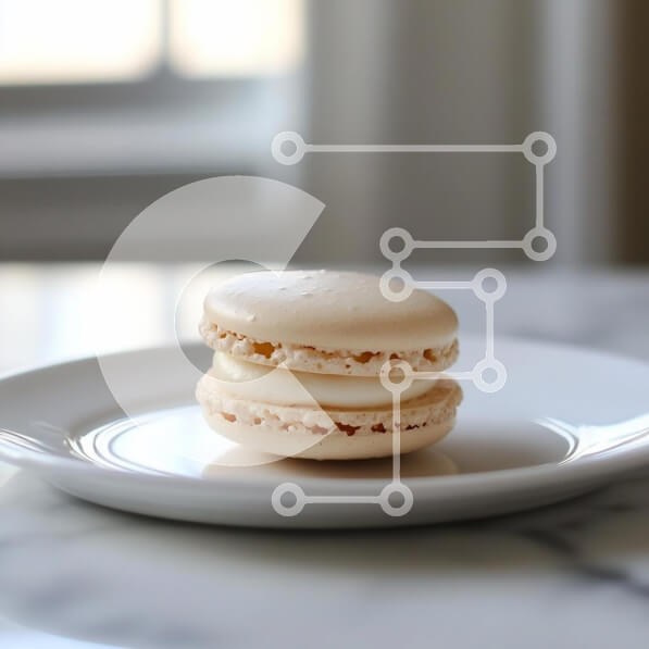 Σετ των 2 Intra Συλλεκτικό Ξύλινο Παζλ Plywood  4mm - Λεπτό μακαρόν σε λευκό πιάτο Σε Ξύλινο Κουτί - Διαστάσεις: 10x10 cm – 25 κομμάτια