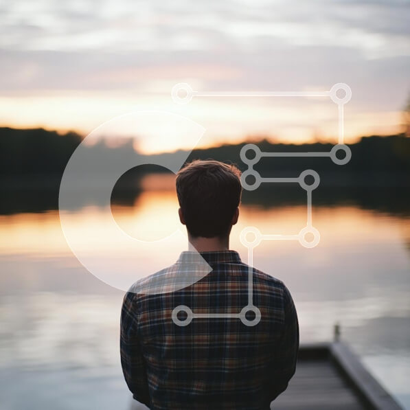 Intra Συλλεκτικό Ξύλινο Παζλ Plywood  4mm - Στοχαστική στιγμή δίπλα στη λίμνη στο ηλιοβασίλεμα Σε Ξύλινο Κουτί - Διαστάσεις: 10x10 cm – 25 κομμάτια