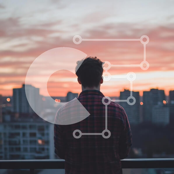 Intra Συλλεκτικό Ξύλινο Παζλ Plywood  4mm - Συλλογισμός της πόλης στο ηλιοβασίλεμα Σε Ξύλινο Κουτί - Διαστάσεις Puzzle: 10x10 cm – 25 κομμάτια