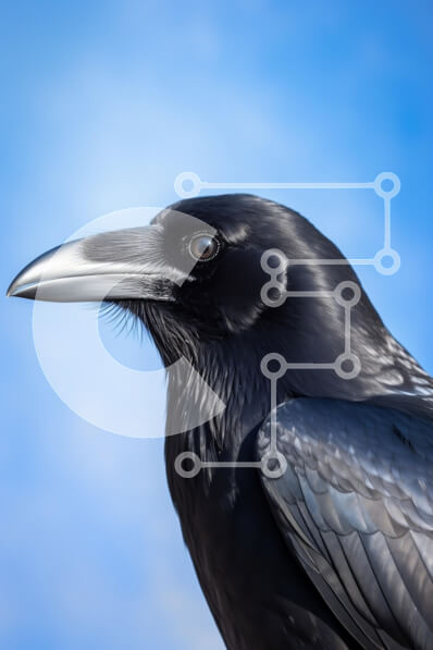 Σετ των 2 Intra Συλλεκτικό Ξύλινο Παζλ Plywood  4mm - Κοντινό πλάνο ενός κορακιού ενάντια στο Blue Sky Σε Ξύλινο Κουτί - Διαστάσεις: 10x10 cm – 25 κομμάτια