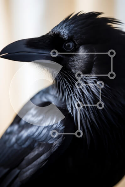 Σετ των 2 Intra Συλλεκτικό Ξύλινο Παζλ Plywood  4mm - Κοντινό πλάνο ενός κορακιού Σε Ξύλινο Κουτί - Διαστάσεις: 10x10 cm – 25 κομμάτια