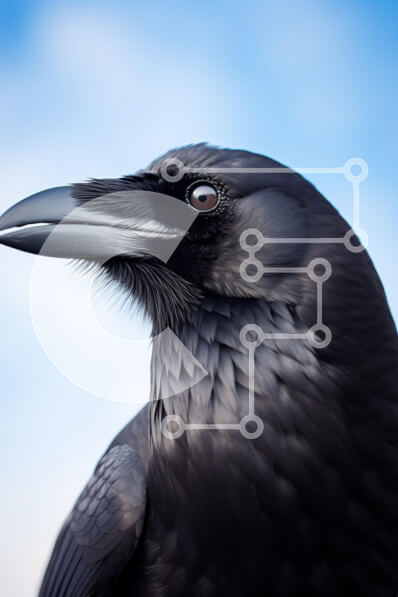 Σετ των 2 Intra Συλλεκτικό Ξύλινο Παζλ Plywood  4mm - Κοντινό πλάνο ενός κορακιού ενάντια στον μπλε ουρανό Σε Ξύλινο Κουτί - Διαστάσεις: 10x10 cm – 25 κομμάτια