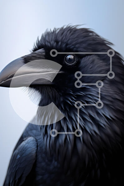 Σετ των 2 Intra Συλλεκτικό Ξύλινο Παζλ Plywood  4mm - Κοντινό πλάνο ενός κορακιού Σε Ξύλινο Κουτί - Διαστάσεις: 10x10 cm – 25 κομμάτια