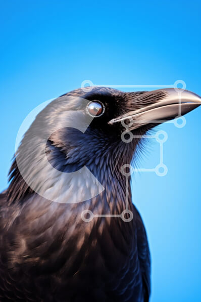 Σετ των 2 Intra Συλλεκτικό Ξύλινο Παζλ Plywood  4mm - Κοντινό πλάνο ενός κορακιού ενάντια σε έναν μπλε ουρανό Σε Ξύλινο Κουτί - Διαστάσεις: 10x10 cm – 25 κομμάτια