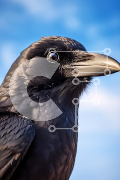 Σετ των 2 Intra Συλλεκτικό Ξύλινο Παζλ Plywood  4mm - Κοντινό πλάνο ενός κορακιού ενάντια στο Blue Sky Σε Ξύλινο Κουτί - Διαστάσεις: 10x10 cm – 25 κομμάτια