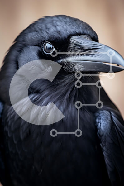 Σετ των 2 Intra Συλλεκτικό Ξύλινο Παζλ Plywood  4mm - Κοντινό πλάνο ενός κορακιού Σε Ξύλινο Κουτί - Διαστάσεις: 10x10 cm – 25 κομμάτια